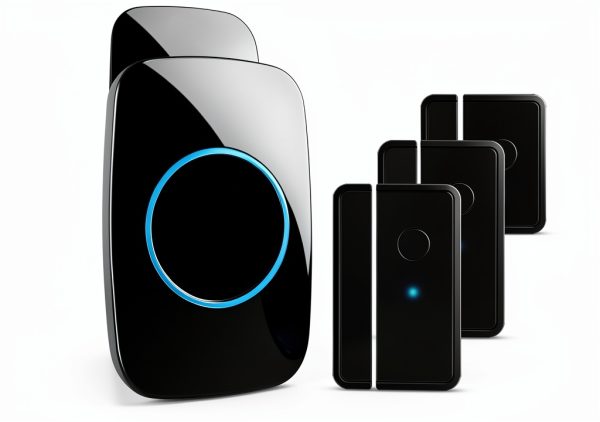 Door Chime FullHouse Entry Alarm 5 Sensor and 3 Receiver Black-0