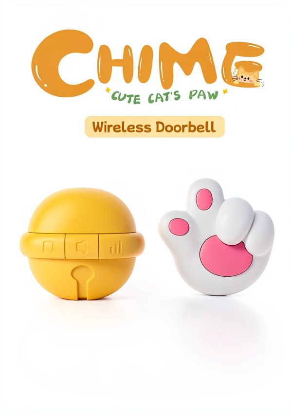 Cat Paw Doorbell by BANDIANCY Wireless Chime 1000ft Range Pink-6