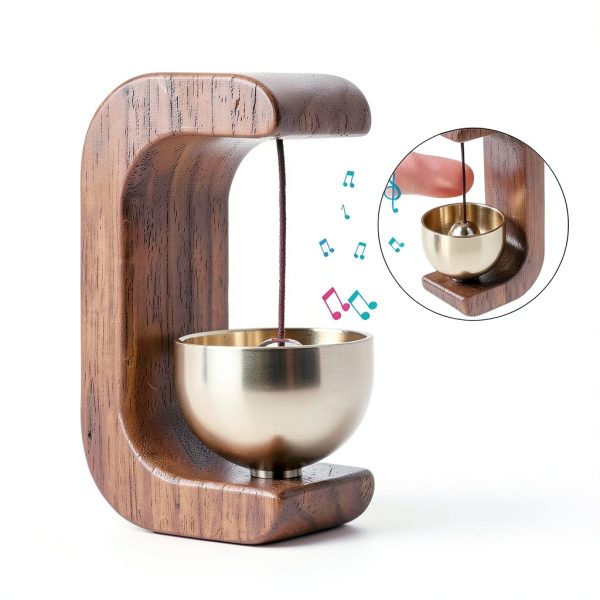 Magnetic Shopkeepers Bell - Vintage Wooden Wind Chime with Brass Bell-5