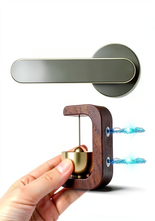 Magnetic Shopkeepers Bell - Vintage Wooden Wind Chime with Brass Bell-4