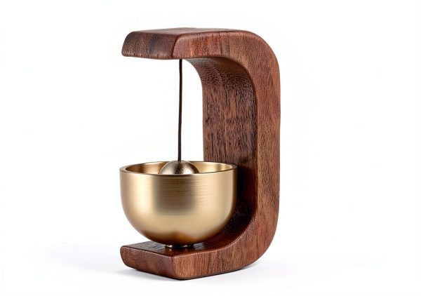 Magnetic Shopkeepers Bell - Vintage Wooden Wind Chime with Brass Bell-2