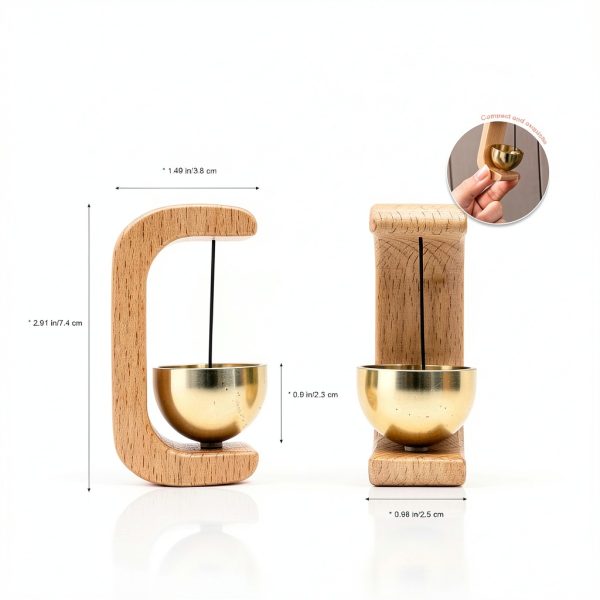 Magnetic Door Chime 2-Pack Beech Wood Brass Rustic Style CXML Model-1