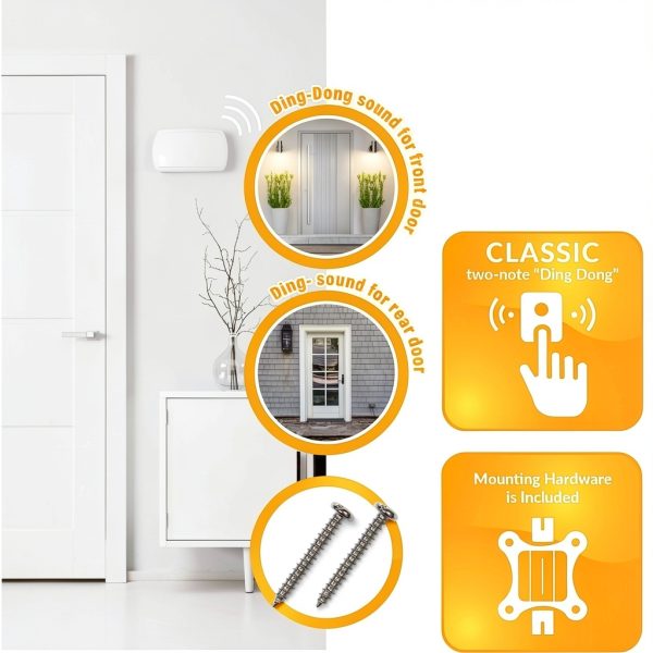 Newhouse Hardware CHM24V White 24-Volt Wired Doorbell Chime | Electrical Door Bell for Homes | Hard-Wired Door Chimes with Front Door Ding-Dong and Rear Tone | Home Improvement Electrical Equipment-4