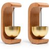 Magnetic Door Chime 2-Pack Beech Wood Brass Rustic Style CXML Model-0