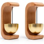 Magnetic Door Chime 2-Pack Beech Wood Brass Rustic Style CXML Model-0
