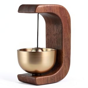 Magnetic Shopkeepers Bell - Vintage Wooden Wind Chime with Brass Bell-0