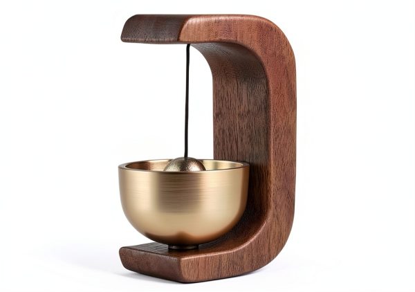 Magnetic Shopkeepers Bell - Vintage Wooden Wind Chime with Brass Bell-0